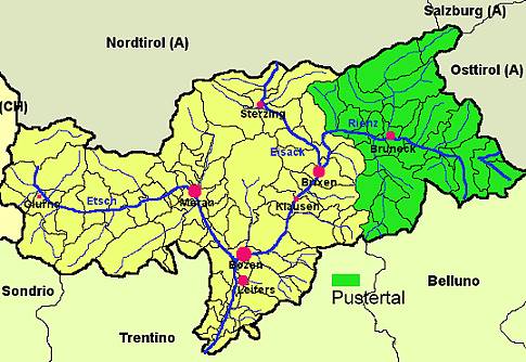 Sdtirol mit Bezirksgemeinschaft Pustertal (Grn) (Wikipedia)