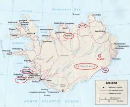 Genannte Orte in den 3 Geschichten von Island